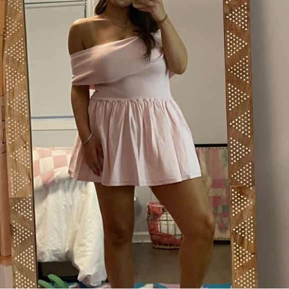 MESHKI LYDIA Off Shoulder Knit Mini Dress - Fairy Floss Pink - Picture 6 of 6